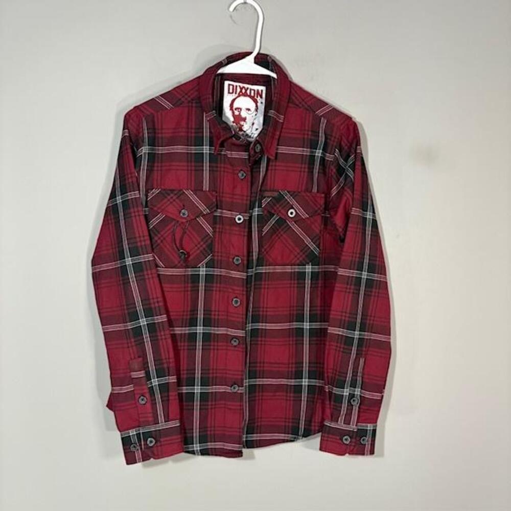 Dixxon Shirt Womens M Red Plaid Chianti Flannel Button Front Long Sleeve Top